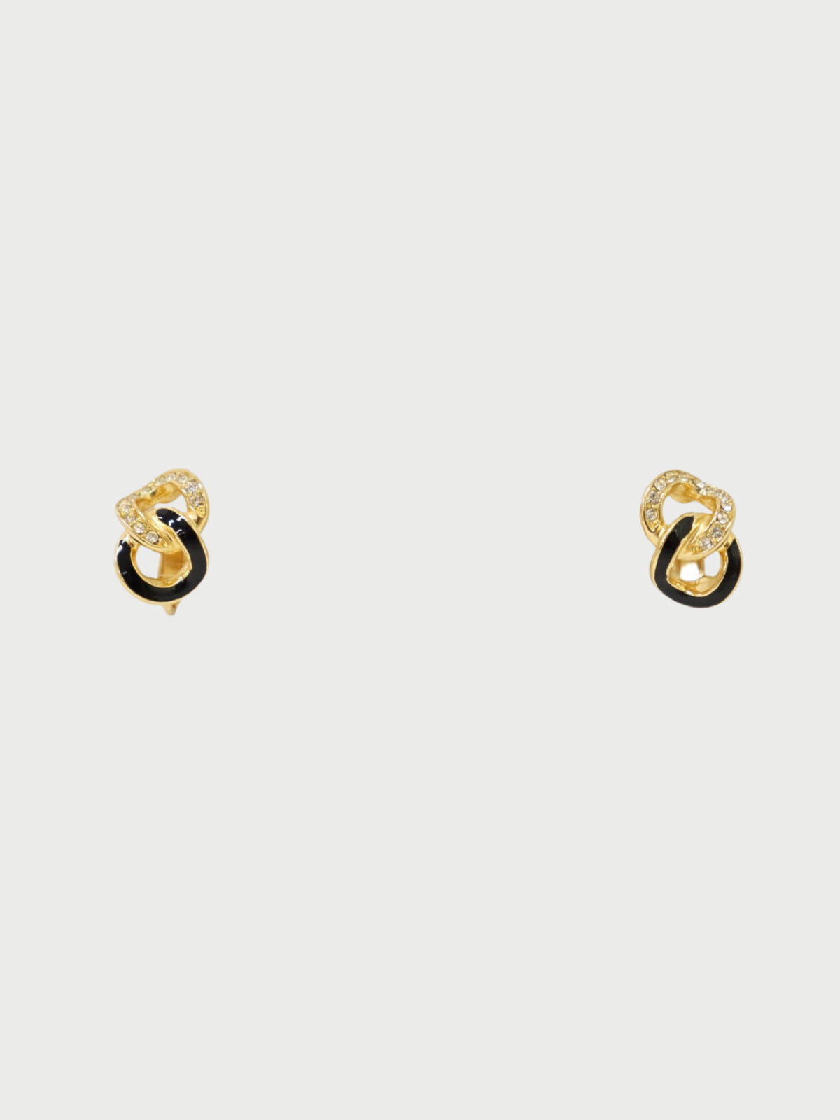 Christian Dior 2000s Gold Rhinestone CD Logo Earrings