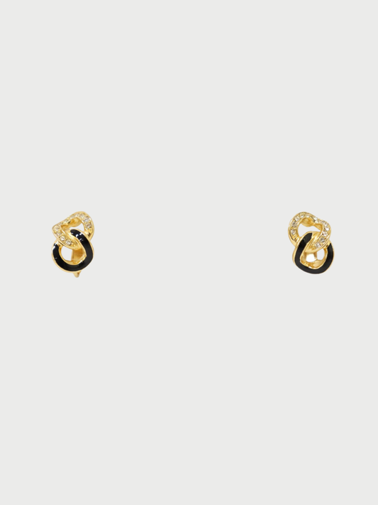 Christian Dior 2000s Gold Rhinestone CD Logo Earrings