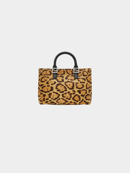 Fendi 2000s Brown Black Leopard Haircalf Handbag