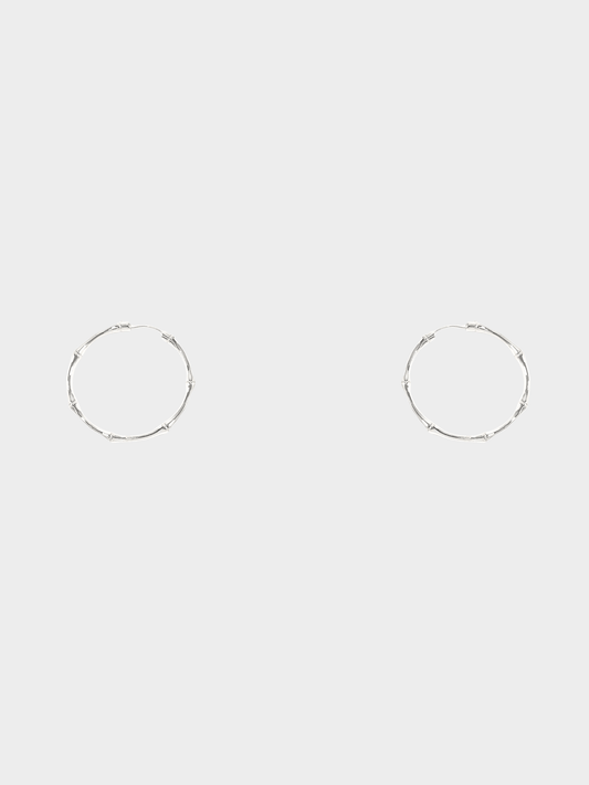 Gucci 2000s Sterling Silver Bamboo Hoop Earrings