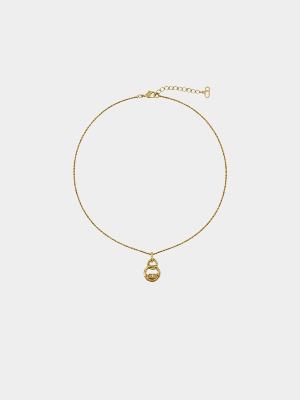 Christian Dior 2000s Gold CD Round Logo Necklace