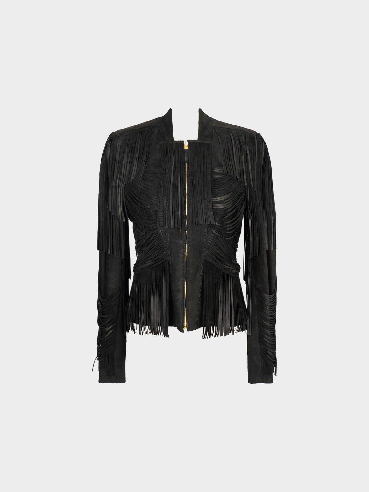 Gucci SS 2011 Black Suede Fringed Jacket