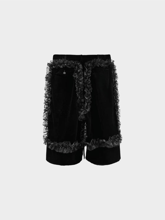 Comme des Garçons FW 2015 Black Wide Leg Frilled Pants