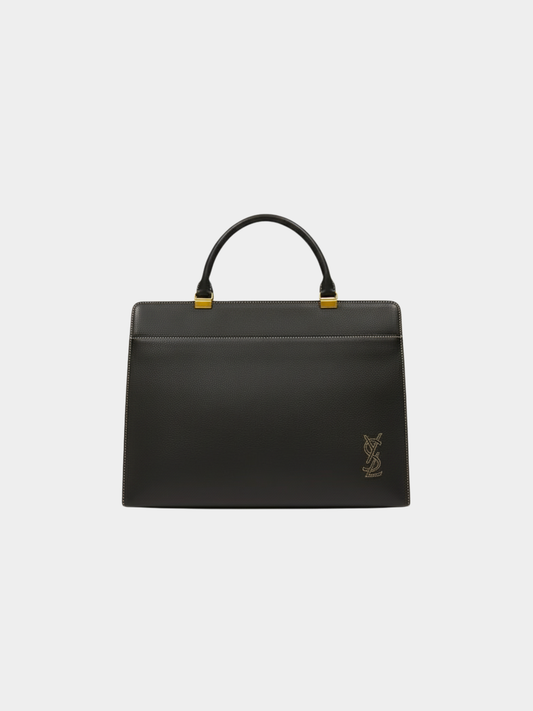 Yves Saint Laurent 2000s Black Leather Logo Handbag