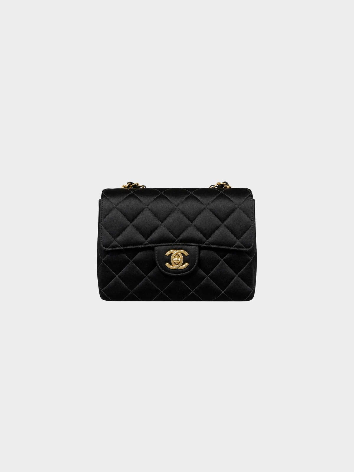 Chanel 1990s Black Quilted Satin Mini Square Flap Bag