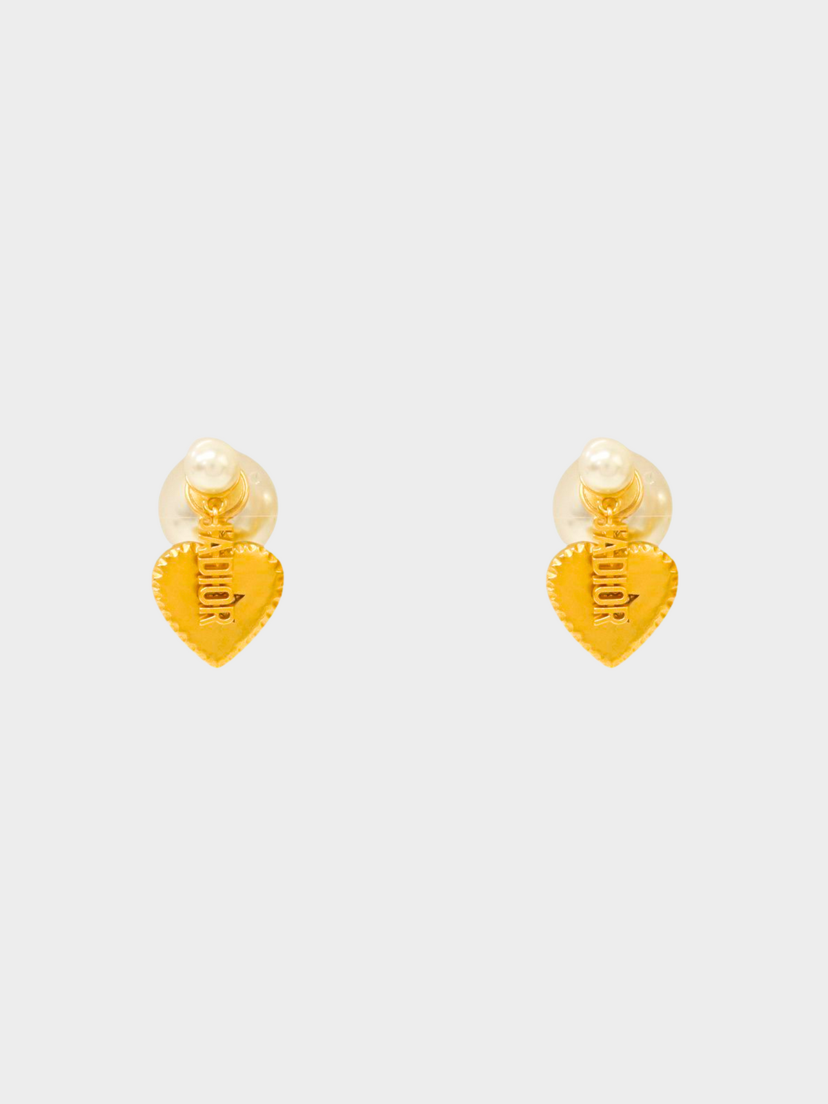 Christian Dior 2010s Gold Jadior Heart Pearl Stud Earrings