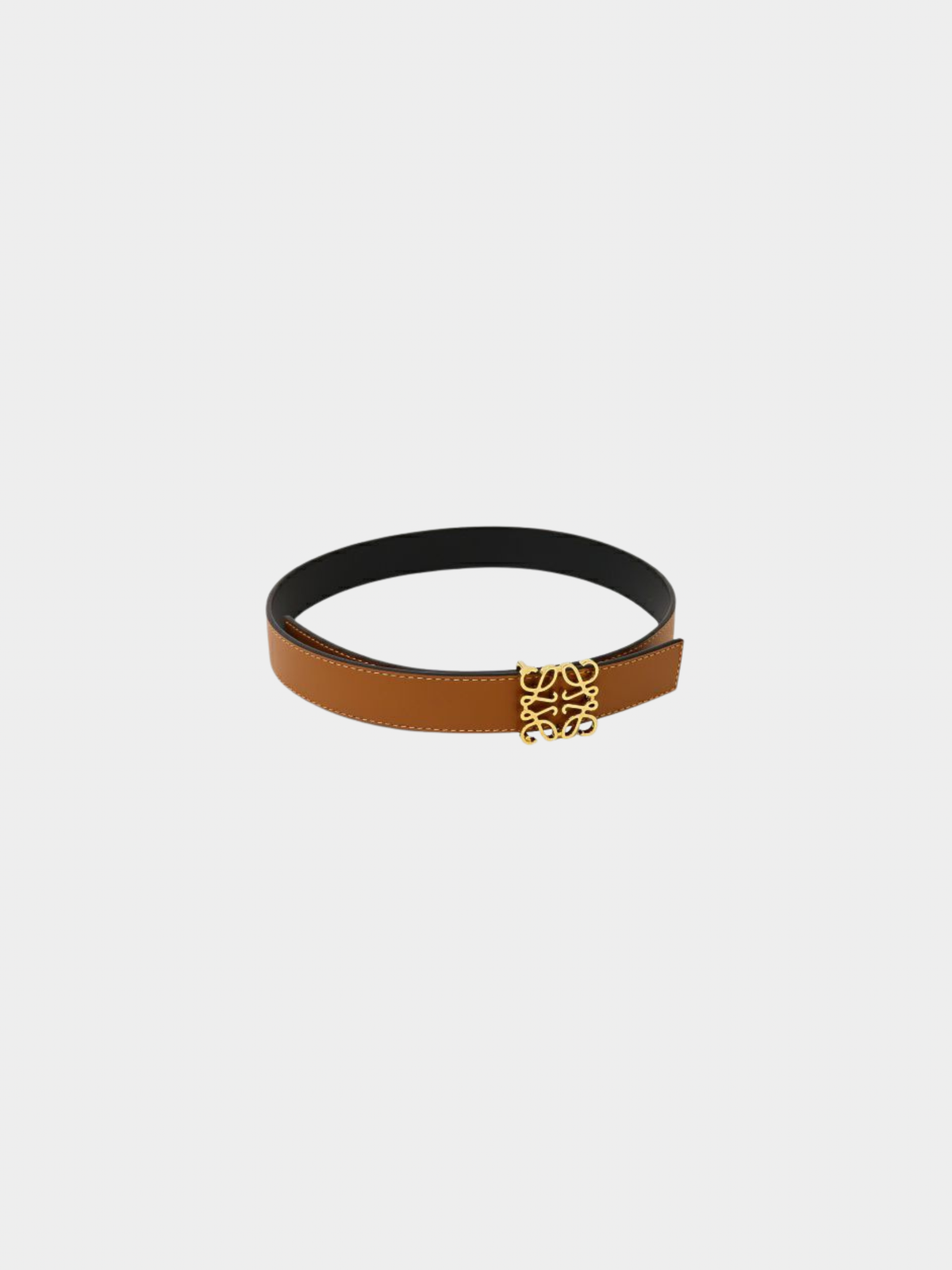 Loewe 2000s Gold Brown Leather Anagram Belt
