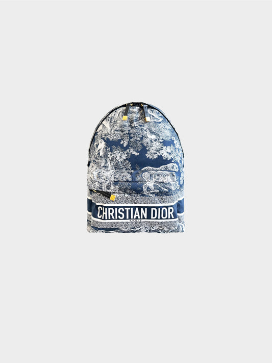 Christian Dior 2020s Navy Toile De Jouy Small Backpack