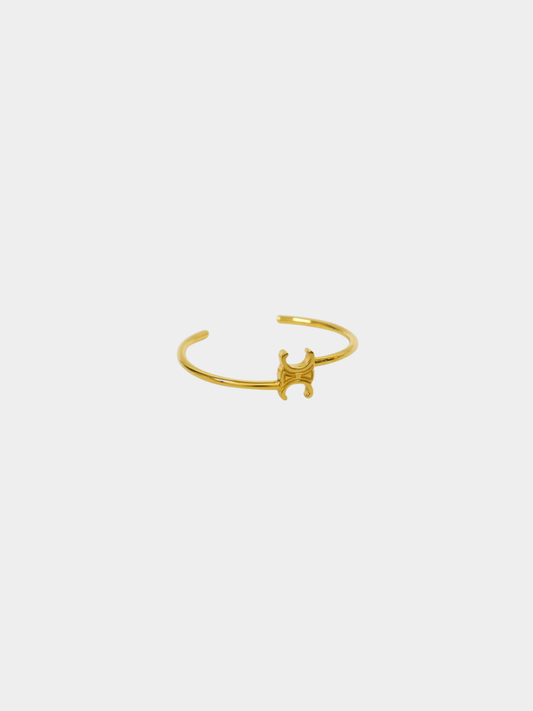 Celine 2020s Gold Triomphe Asymmetric Cuff