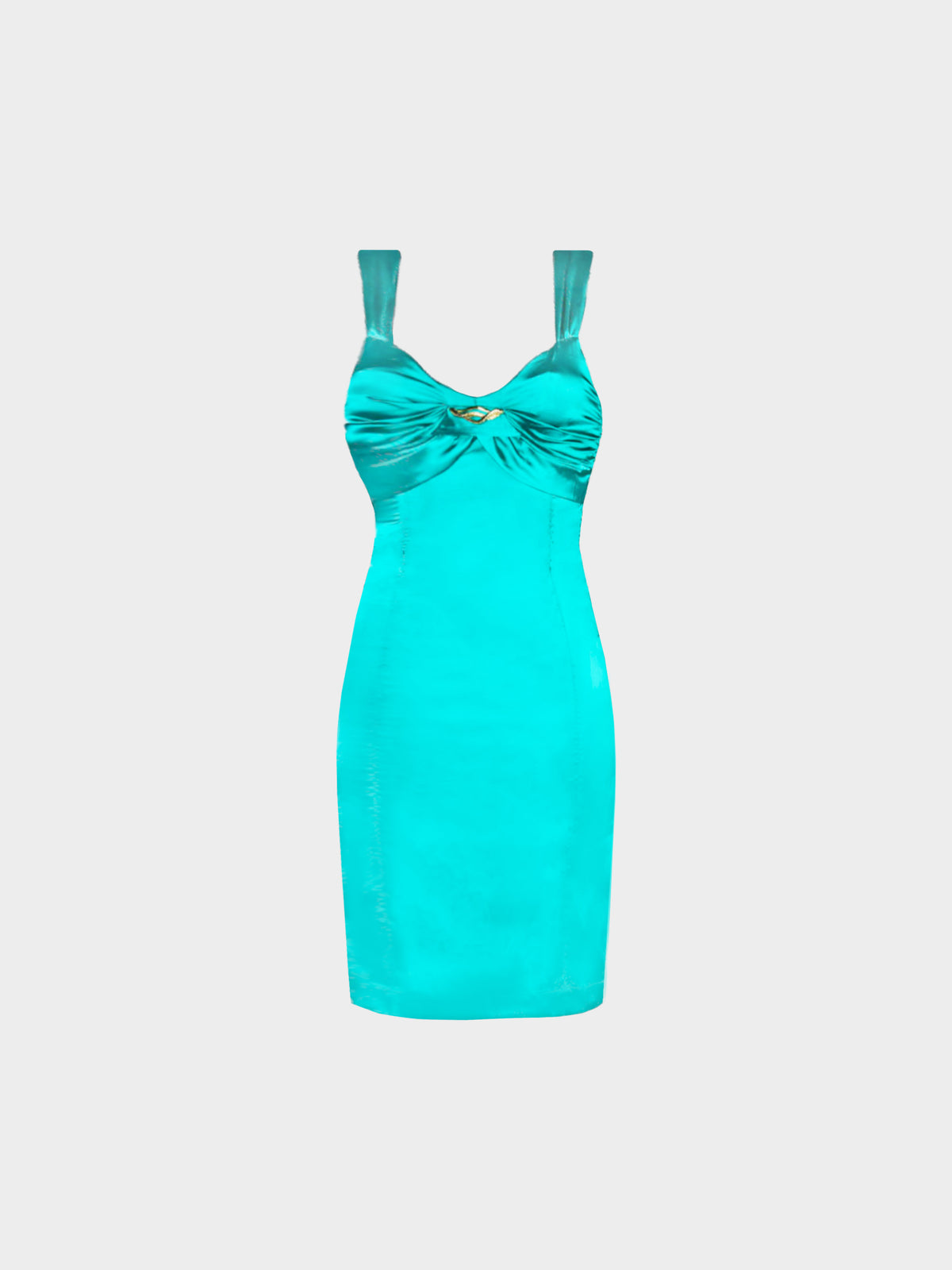 Roberto Cavalli 2010s Blue Silk Snake-Embellished Bodycon Dress