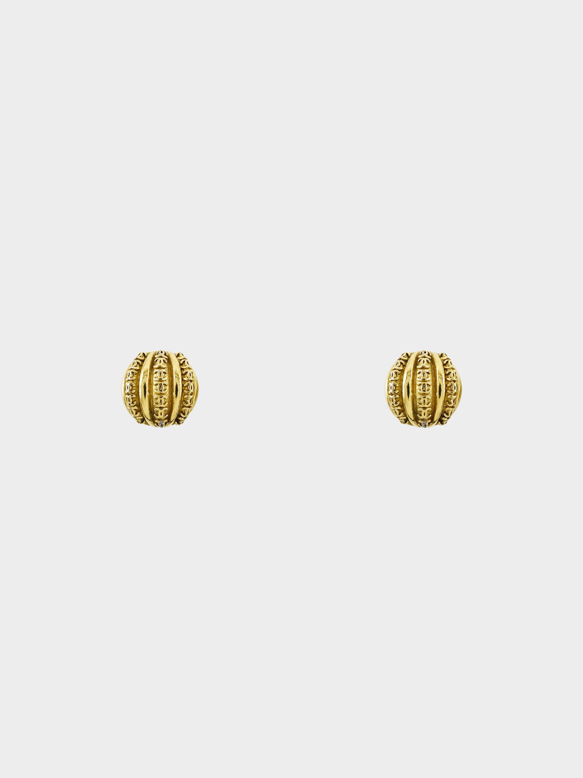 Chanel 1988 Gold Plated Vintage Round COCO Mark Clip-on Earrings