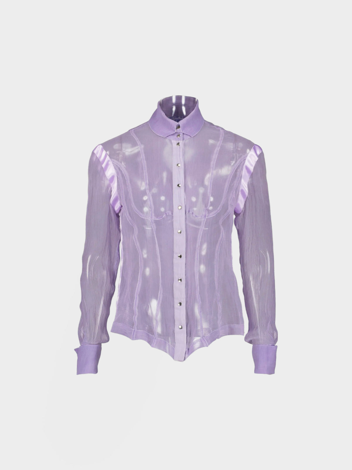 Thierry Mugler FW 1986-1987 Lilac Crepe Chiffon Blouse