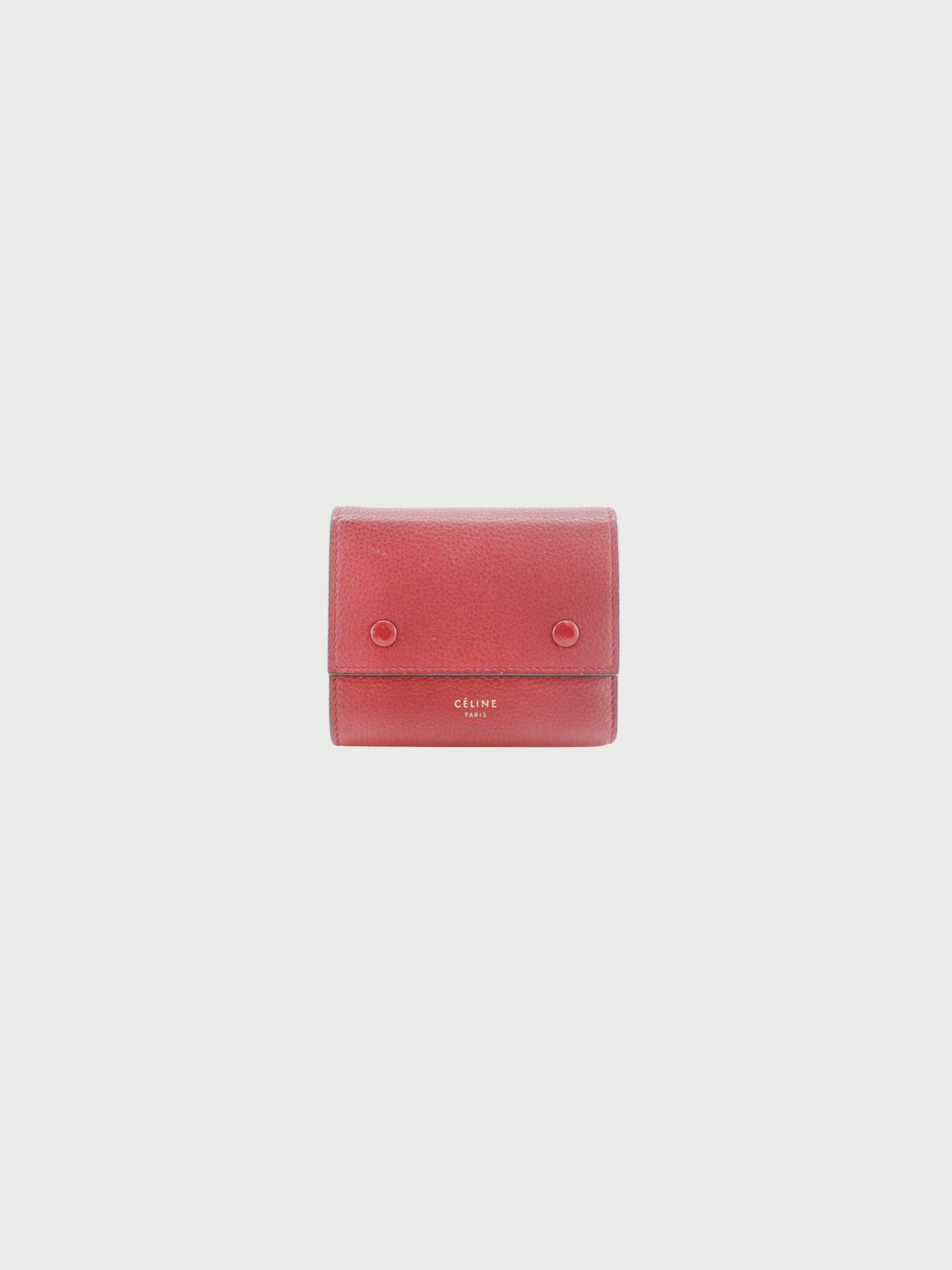 Celine 2010s Red Leather Small Folded Multifunction Tri-Fold Wallet
