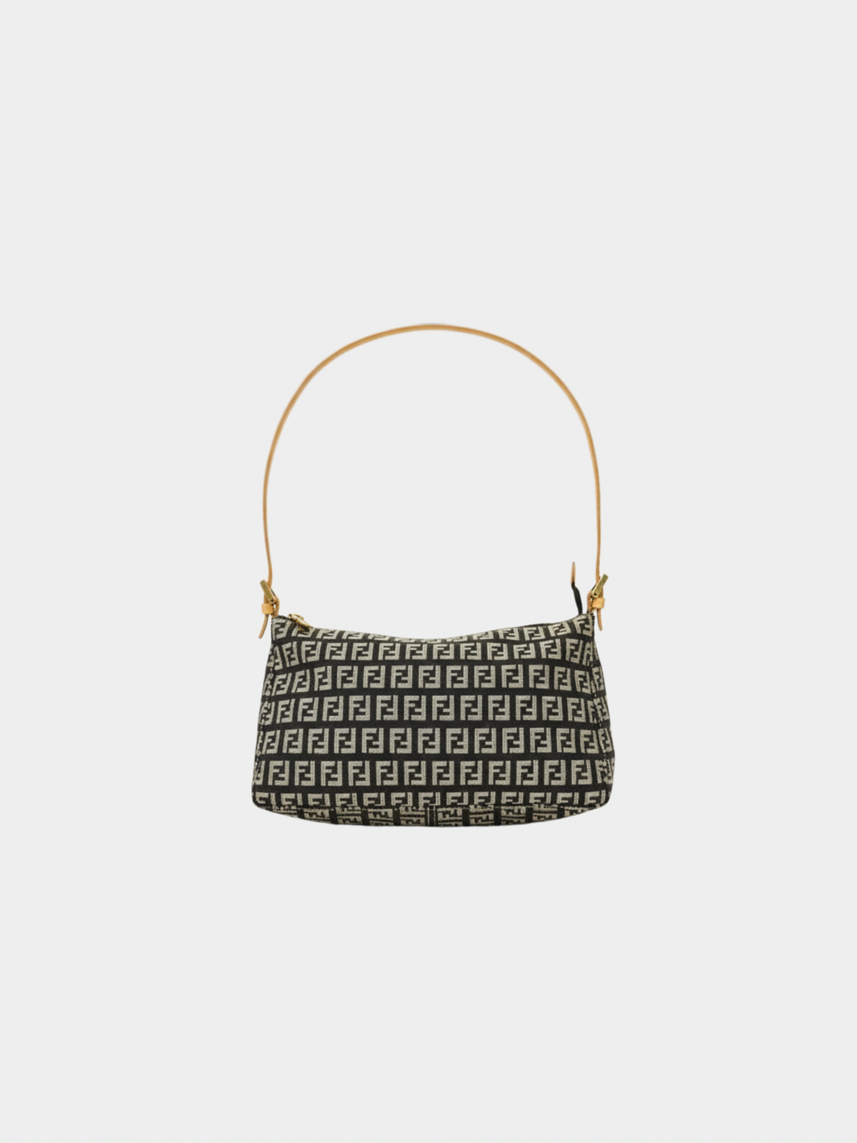 Fendi 2000s Black Beige Zucchino One-Shoulder Bag