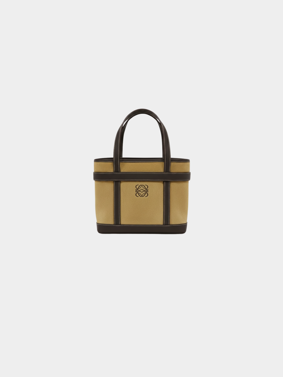 Loewe 2000s Beige Dark Brown Anagram Suede Handbag