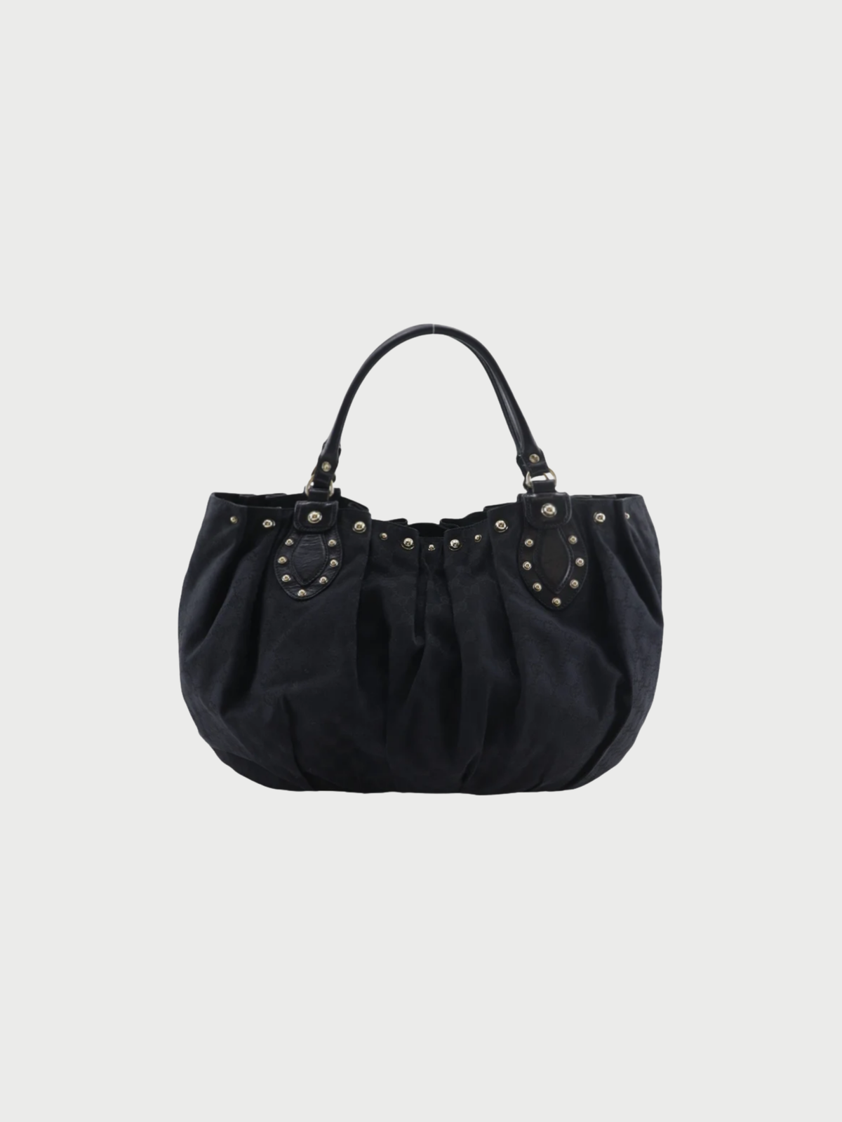 Gucci 2000s Black GG Canvas Studded Tote Bag