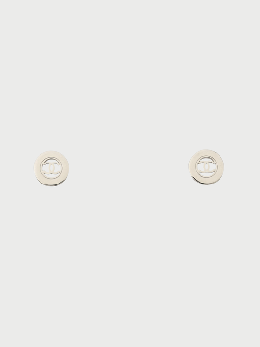 Chanel 2000s Silver COCO Round Earrings