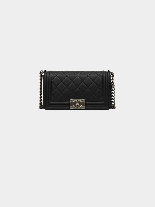 Chanel 2010s Black Lambskin Boy Bag