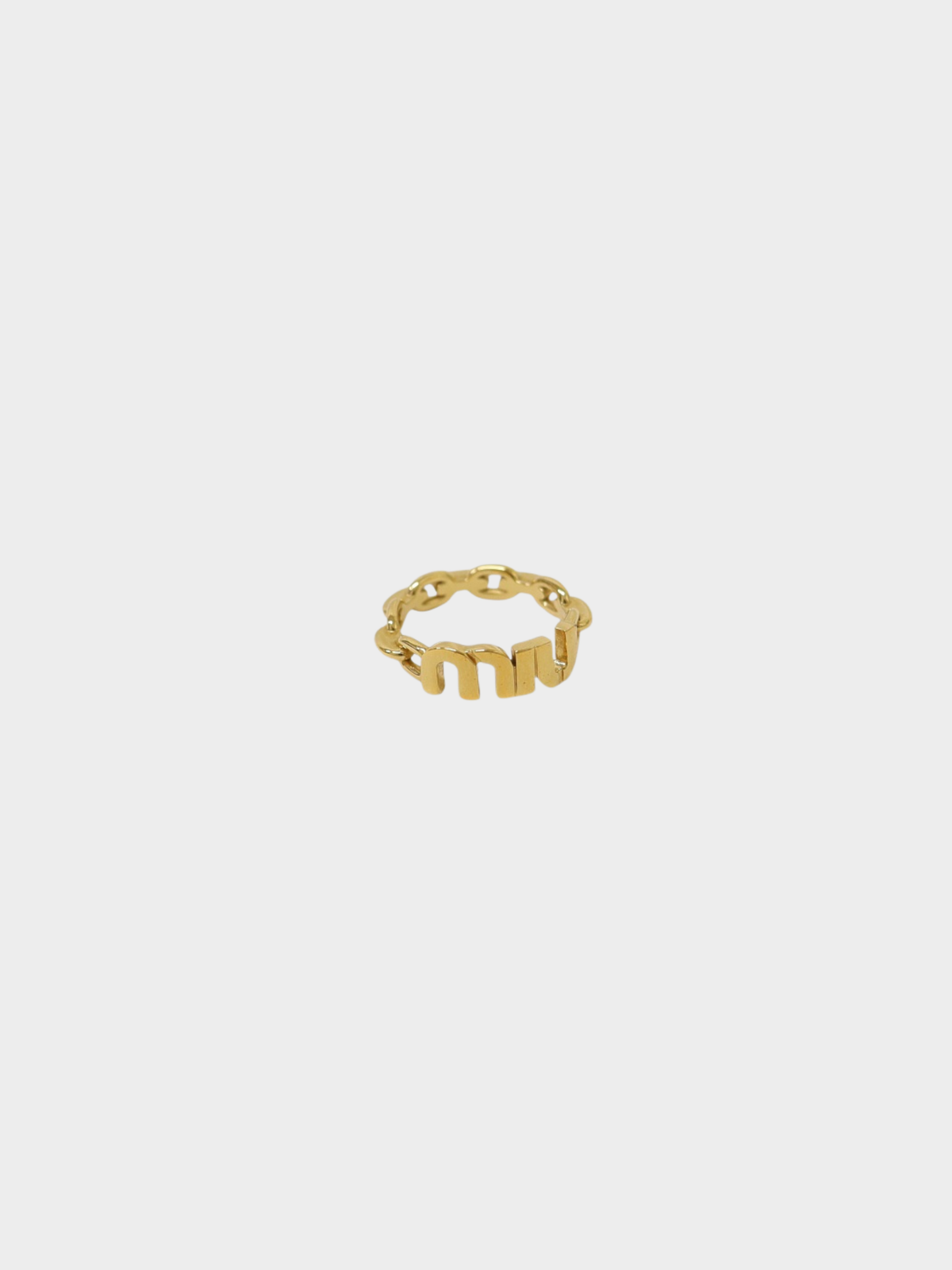 Miu Miu 2020s Gold Plated Metal Logo Ring