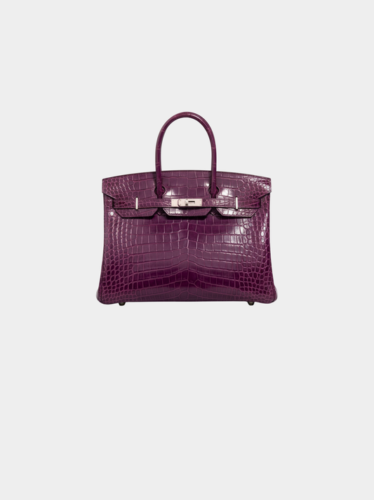 Hermès 2010s Violet Crocodile Niloticus Birkin 35 Bag