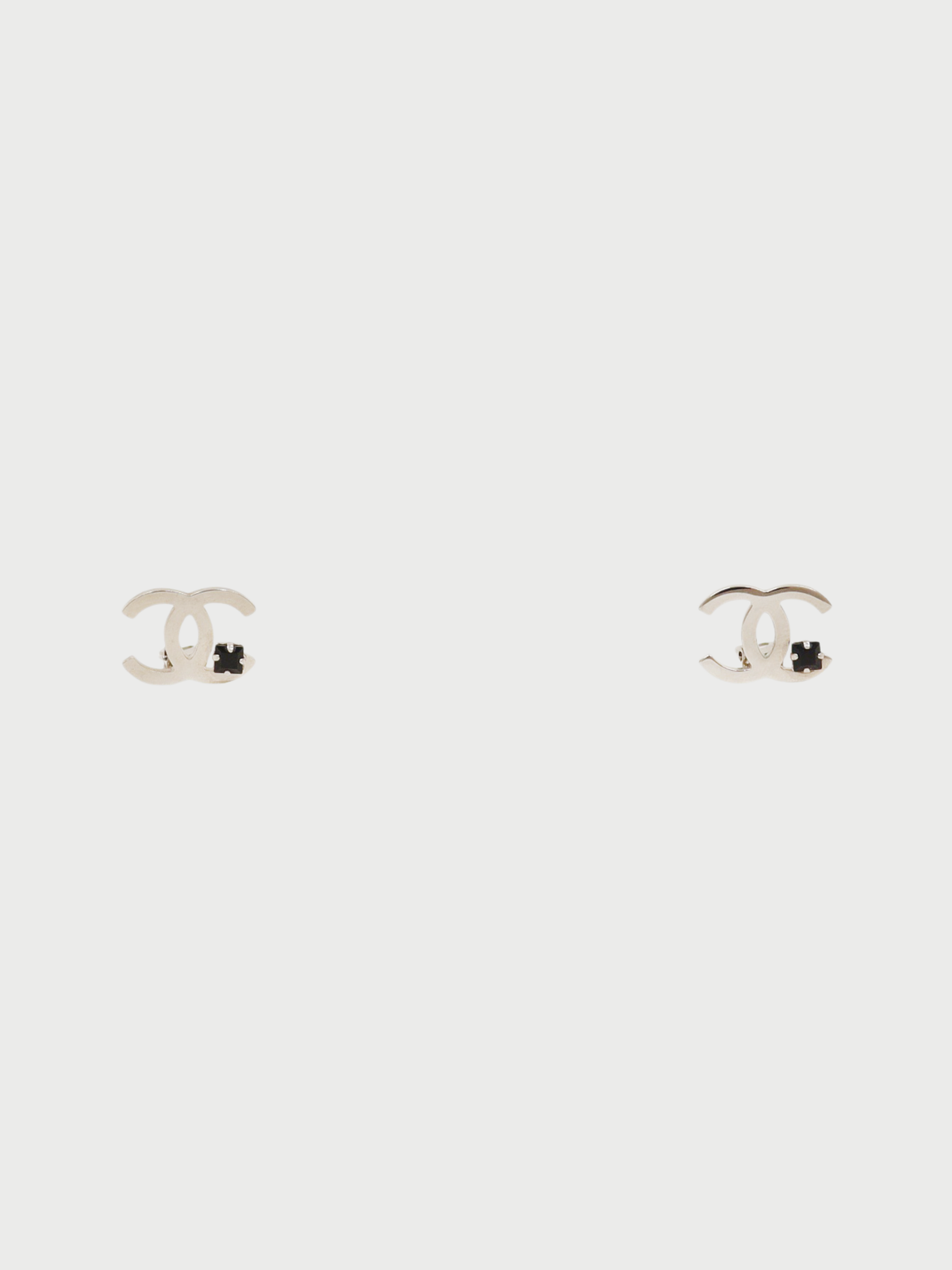 Chanel 2005 Silver Plated Metal COCO Rhinestone Clip-On Earrings