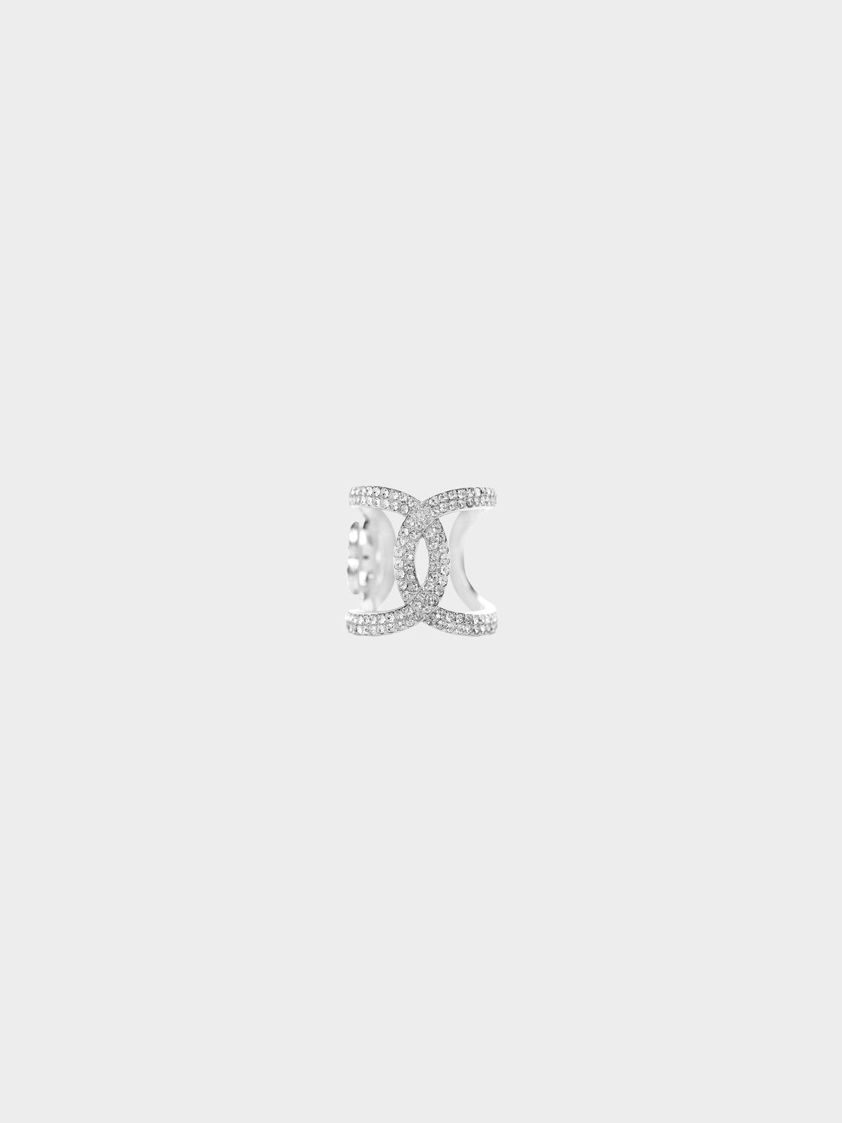 Chanel 2019 Silver Rhinestone CC Ring
