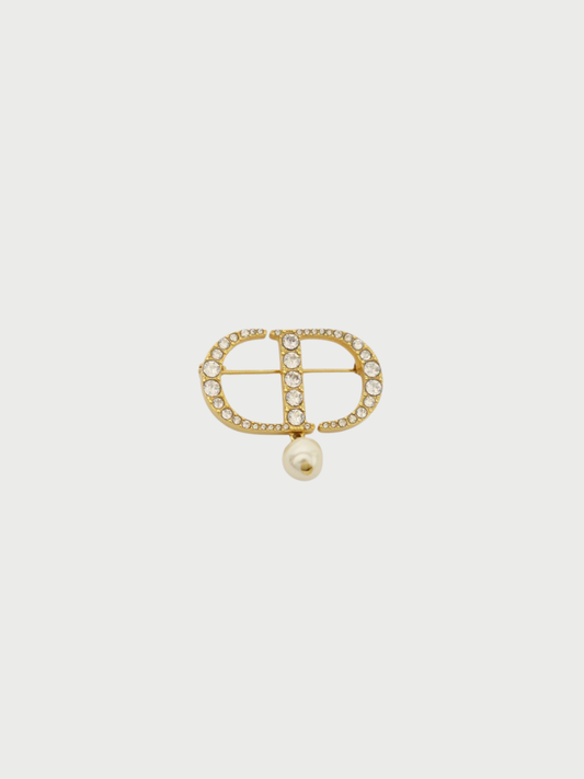 Christian 2000s Gold Plated Metal CD Rhinestone Brooch