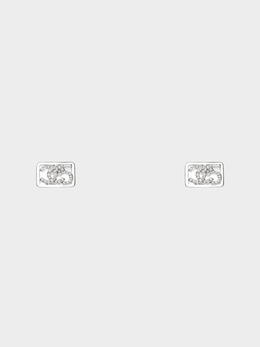 Chanel 2023 Silver CC Rhinestone Earrings