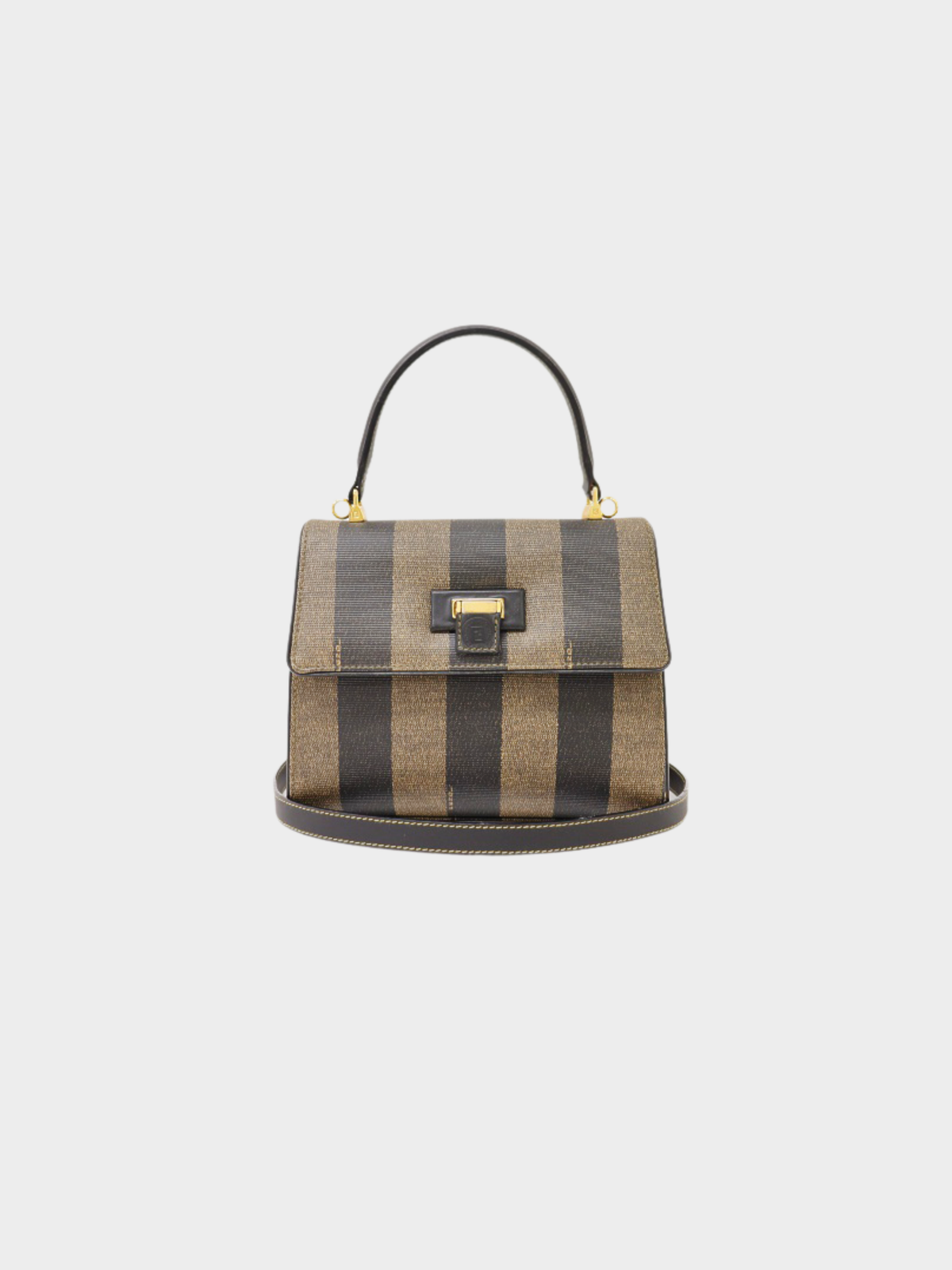 Fendi 2000s Khaki Black Pequin Canvas Leather 2-Way Bag