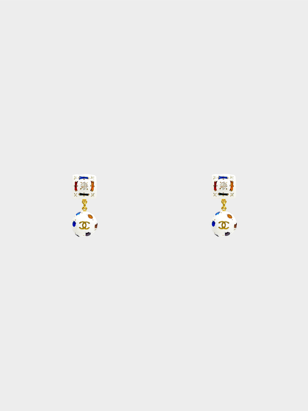 Chanel Spring 1998 Soccer Ball Motif Clip-On Earrings