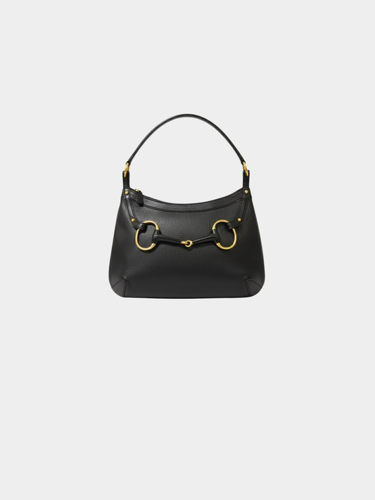Gucci 2000s Black Horsebit Leather One-Shoulder Bag
