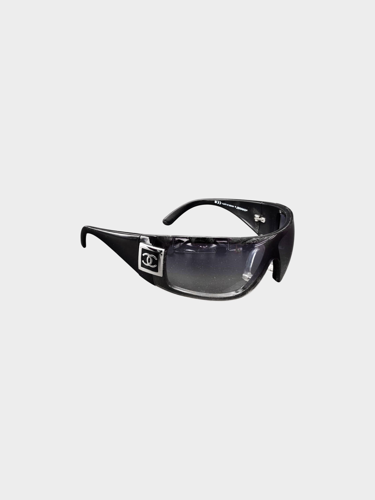 Chanel FW 2008 Black 5085 Wraparound Shield Sunglasses