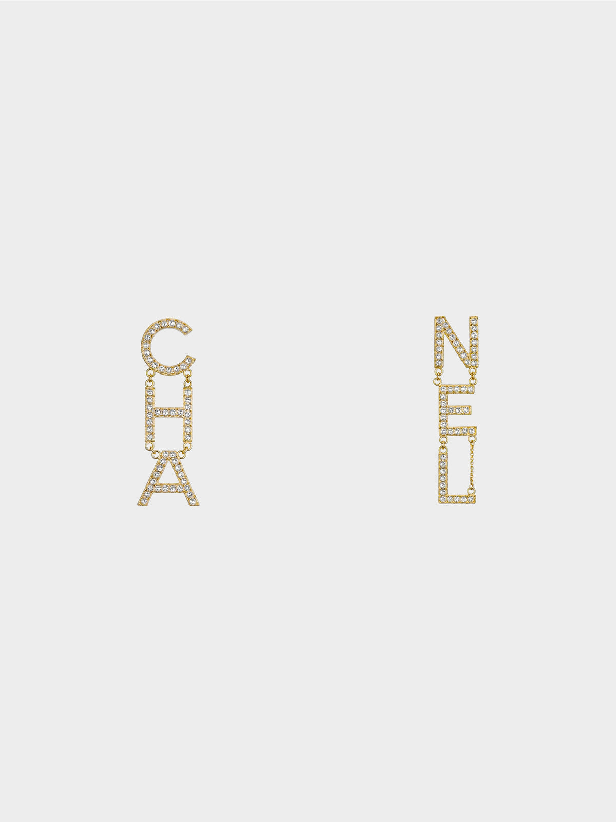Chanel 2020 CHA-NEL Crystal Drop Earrings