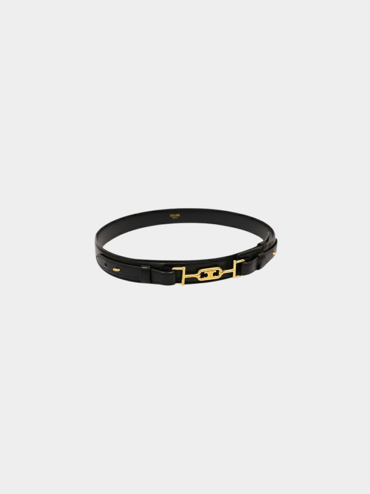 Celine 2000s Black Leather Triomphe Belt