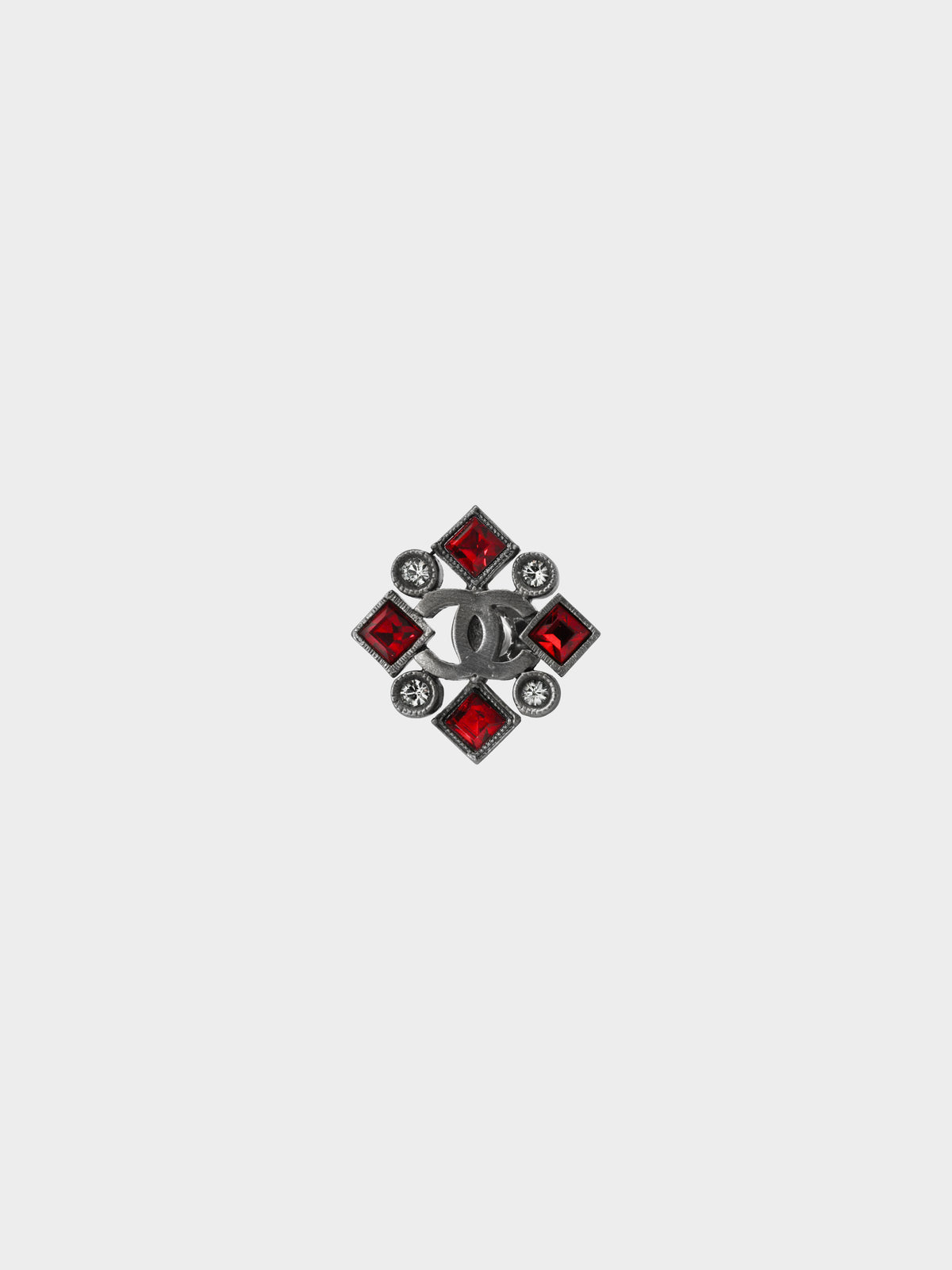 Chanel Spring 2005 Gunmetal CC Rhinestone-embellished Brooch