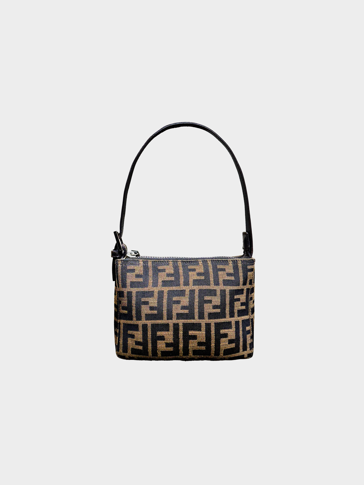 Fendi 2000s Tobacco Nero Zucca Canvas Mini Pochette Pouch Bag