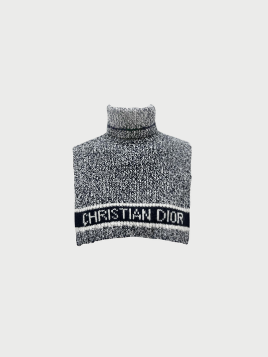 Christian Dior 2011 Navy Cream Wool Cashmere Knit Logo Dickey