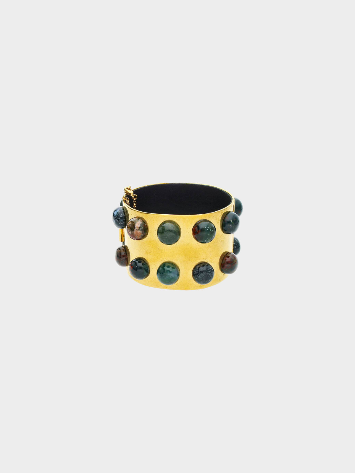 Céline 2010s Thick Gold Cuff Studded Bracelet