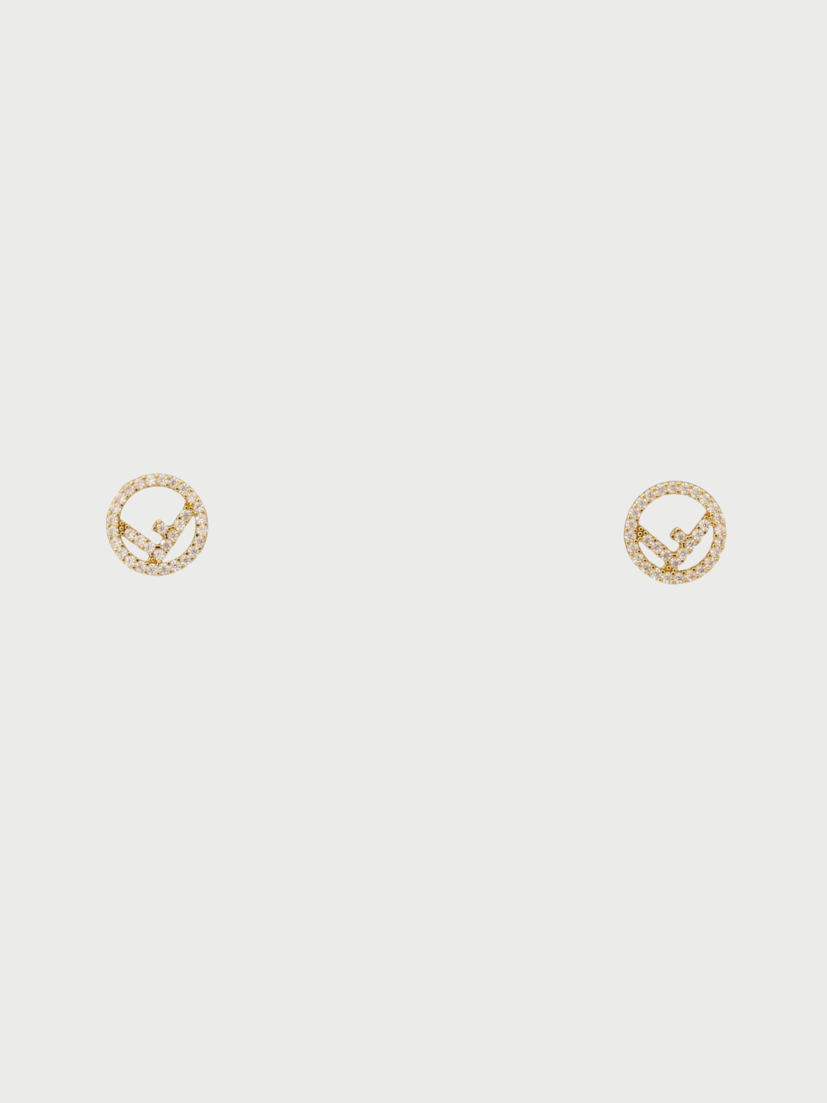Fendi 2000s Gold Plated Metal Rhinestone F is Fendi Earrings