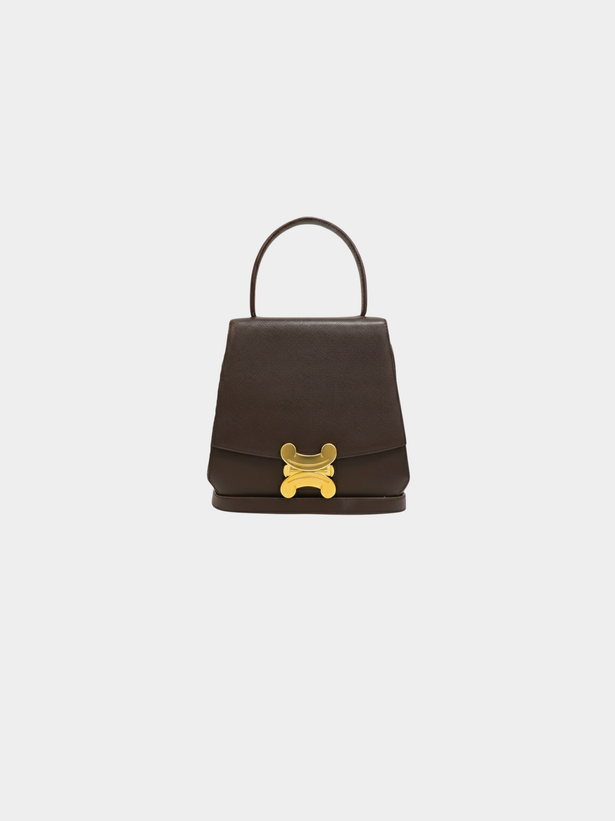 Celine 2000s Brown Triomphe Leather 2-Way Bag