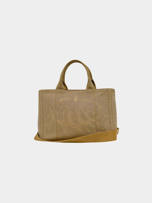 Prada 2010s Beige Canvas Canapa Tote Bag