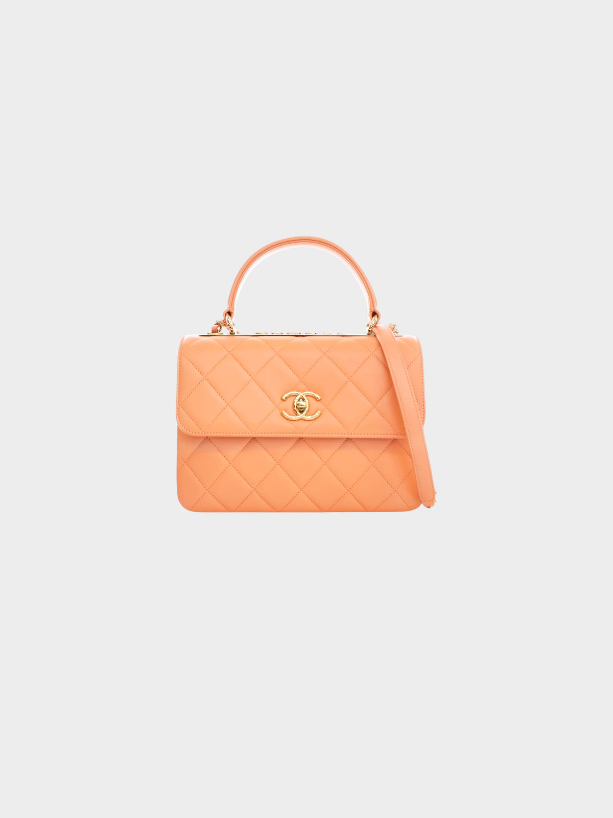 Chanel 2019 Orange Lambskin Trendy CC Small Top Handle Bag