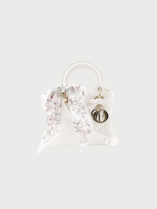 Christian Dior 2020s White Lambskin Lady Dior Small Bag