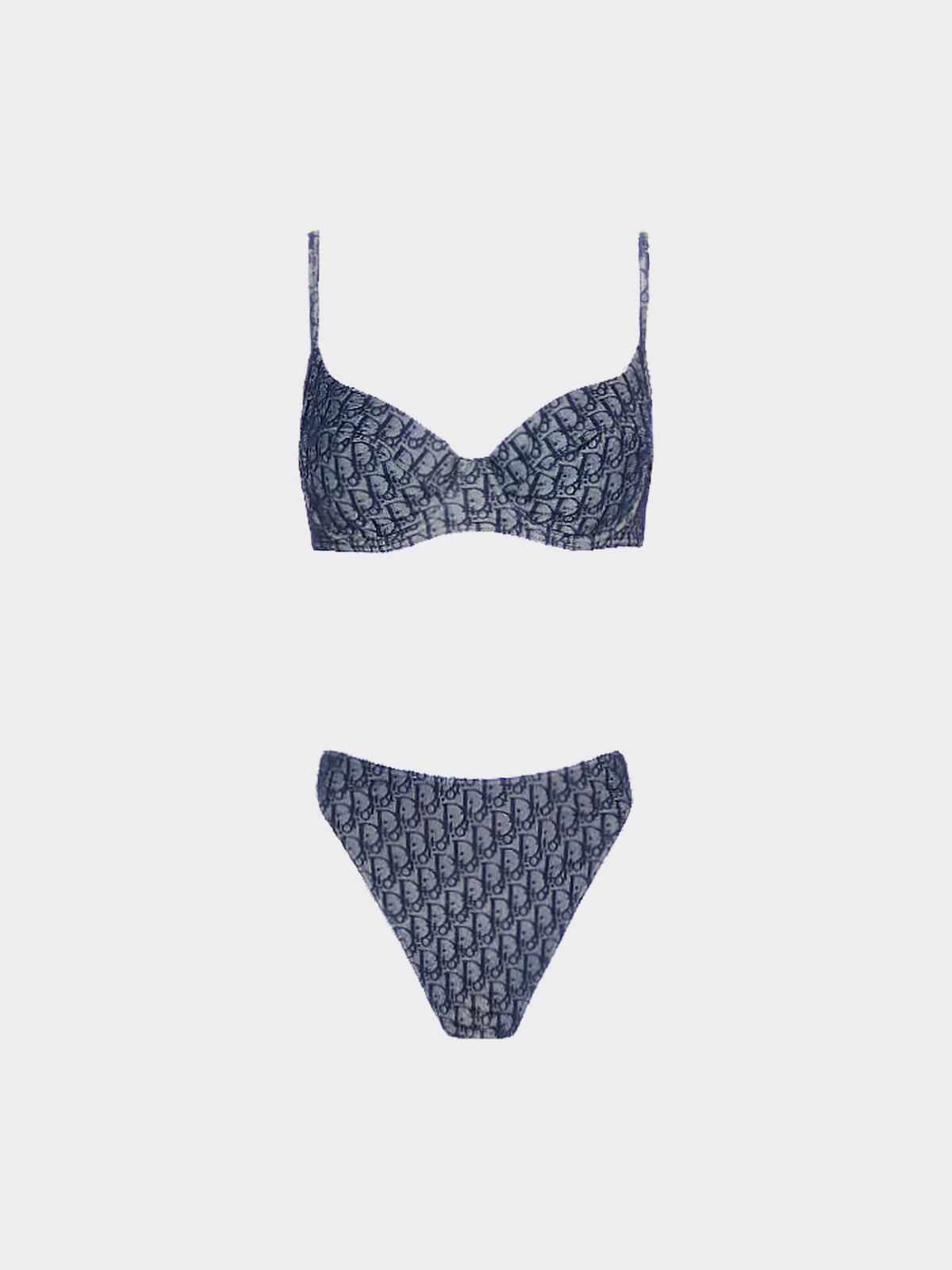 Christian Dior 2004 Navy Monogram Two-Piece Lingerie Set