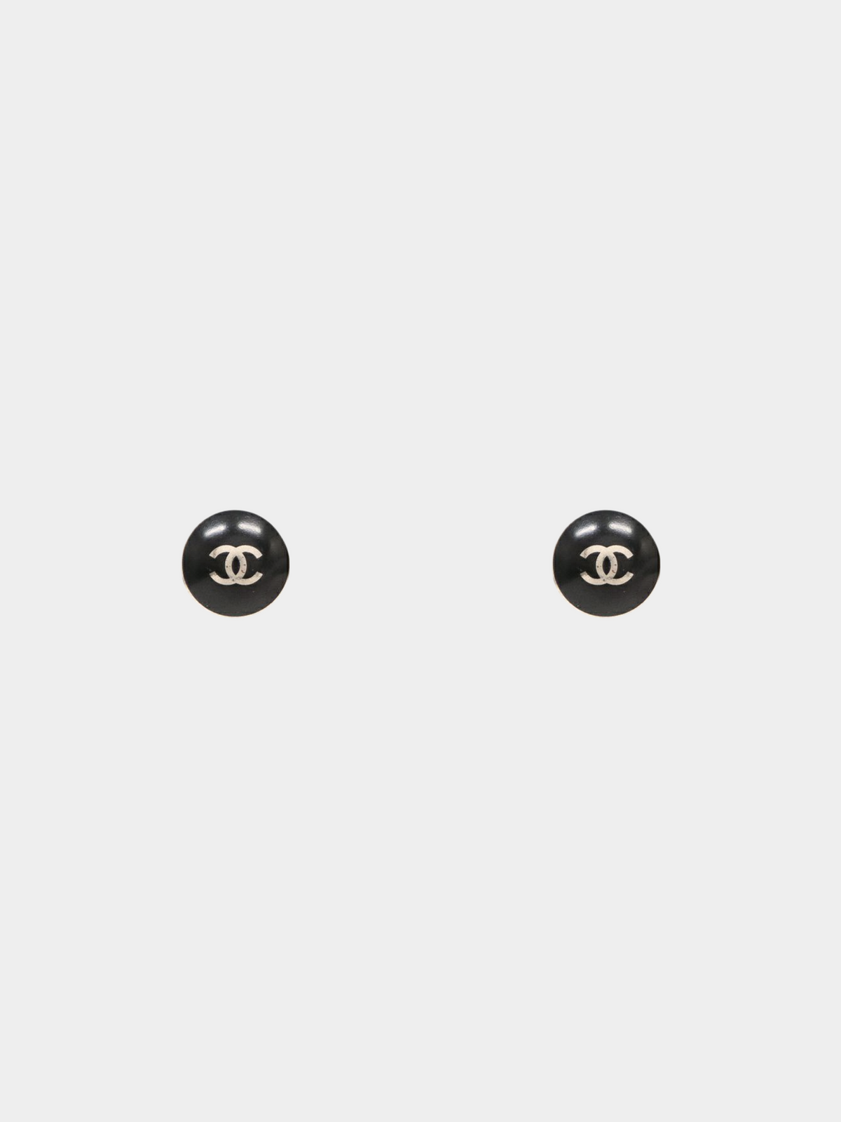 Chanel 2000 Black CC Round Stud Earrings