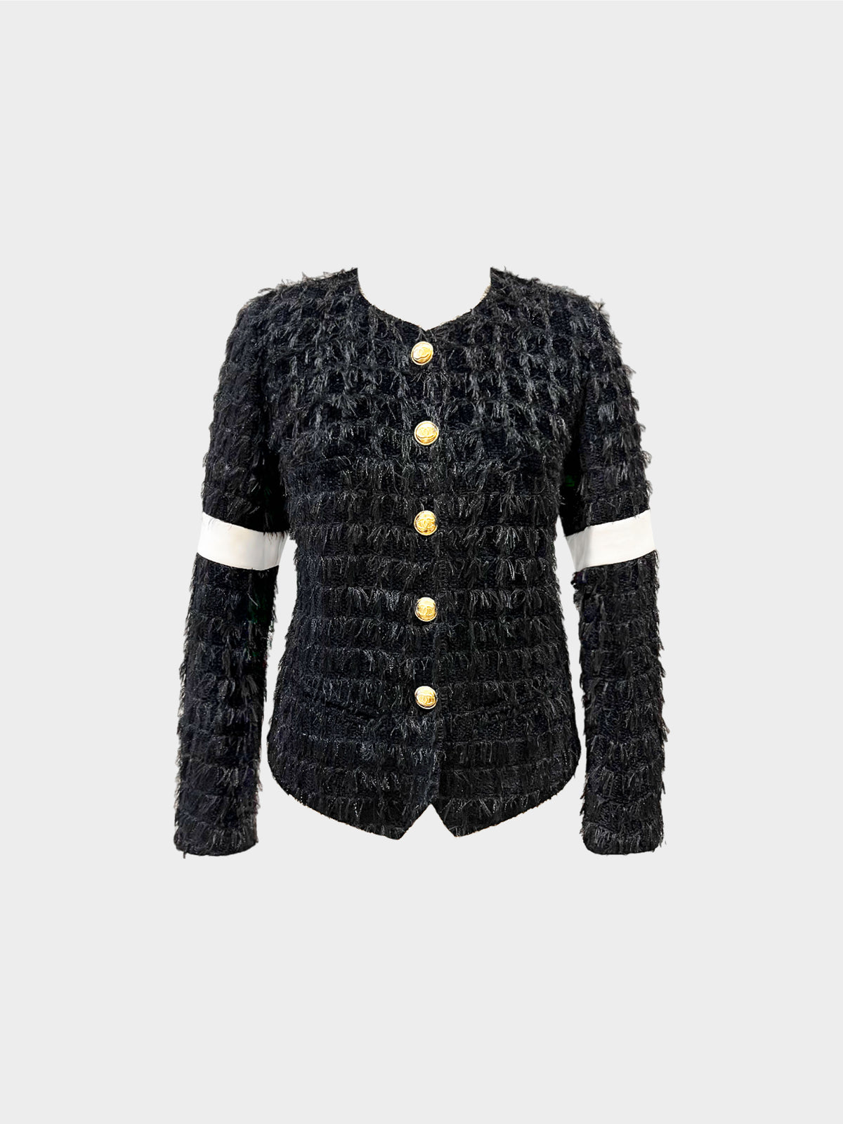 Chanel Fall 2020 Eyelash Jacket with Silk Bands