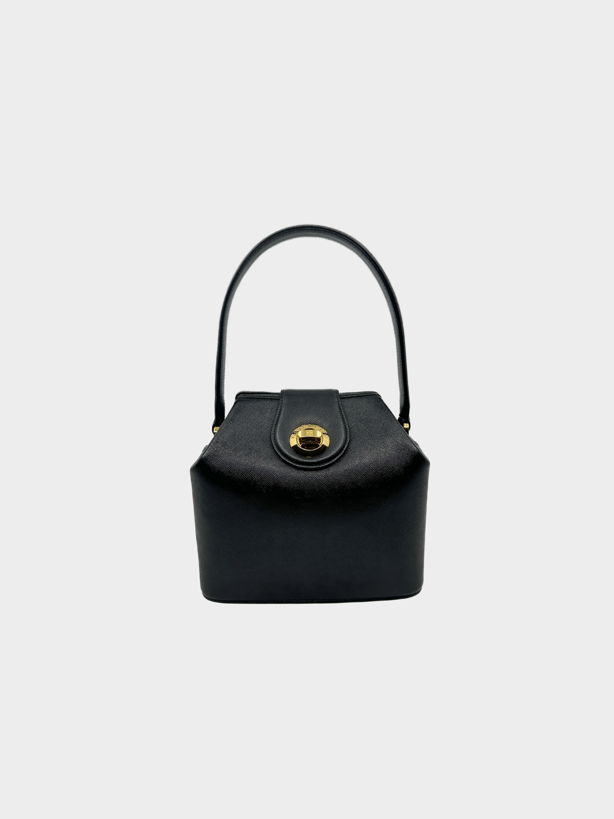 Givenchy 1990s Black Saffiano Leather 4G Turn-Lock Box Bag