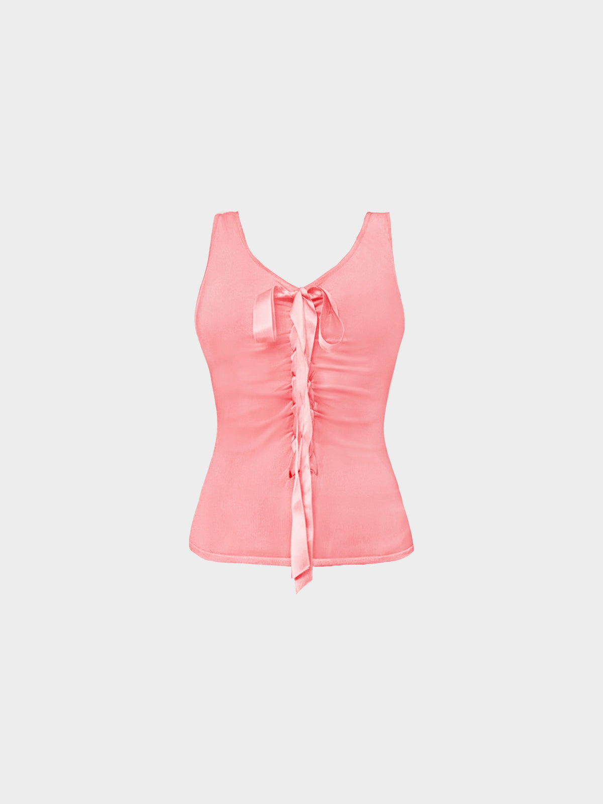 Valentino 2000s Pink Knitted Lace-up Tank Top