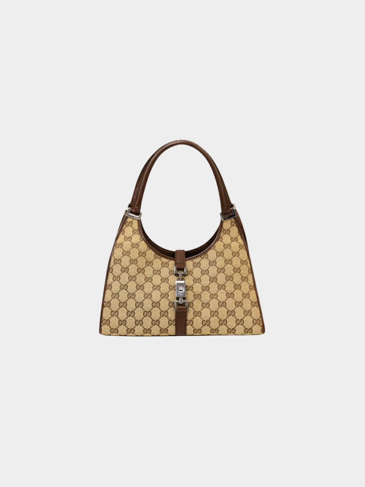 Gucci 2000s Beige Brown GG Jackie Canvas Handbag