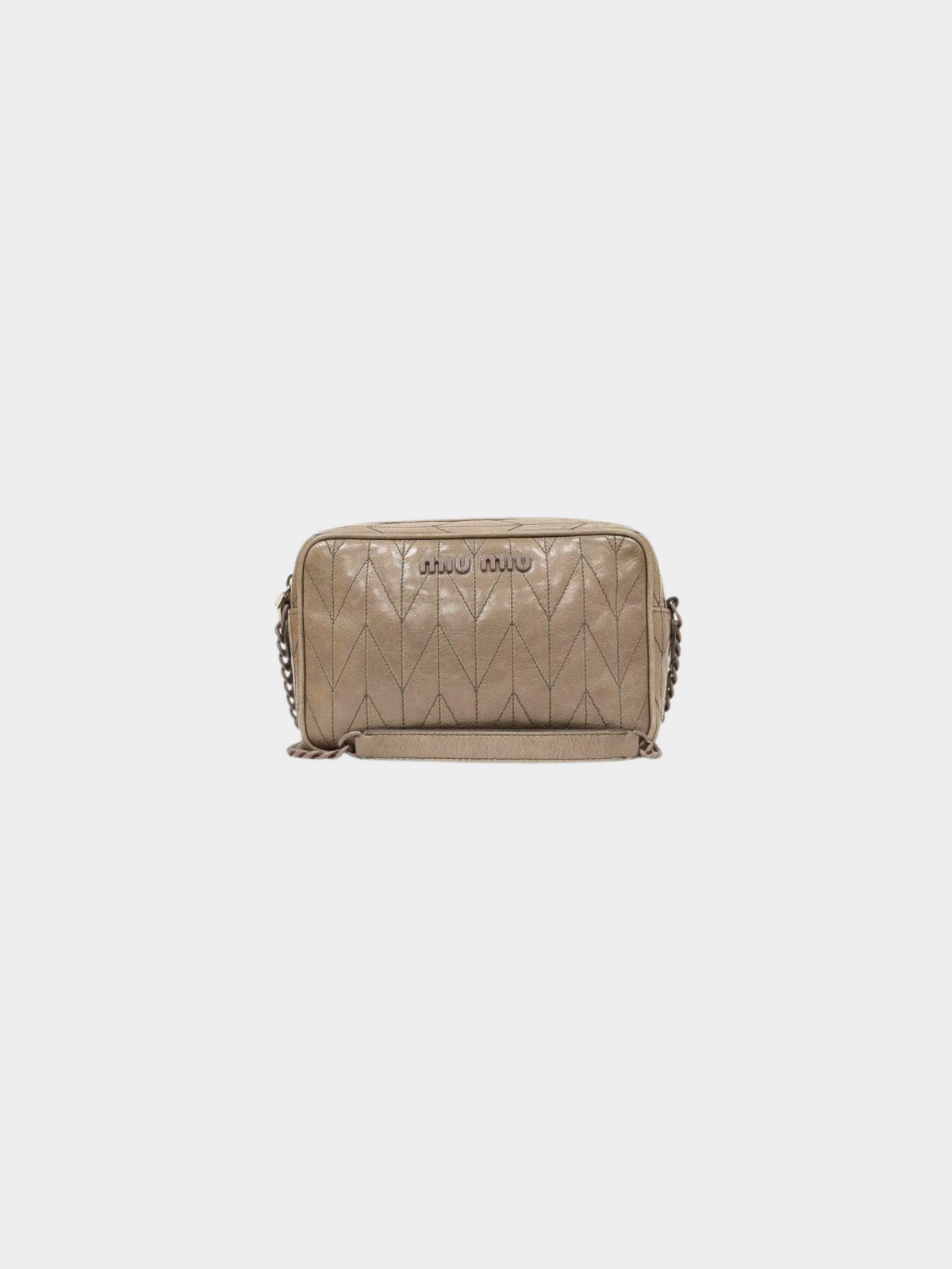 Miu Miu 2000s Grey Matelassé Leather Chain Shoulder Bag